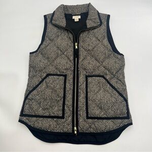 J. CREW Women’s XS Excursion Herringbone Quilted Puffer Vest Cream & Black